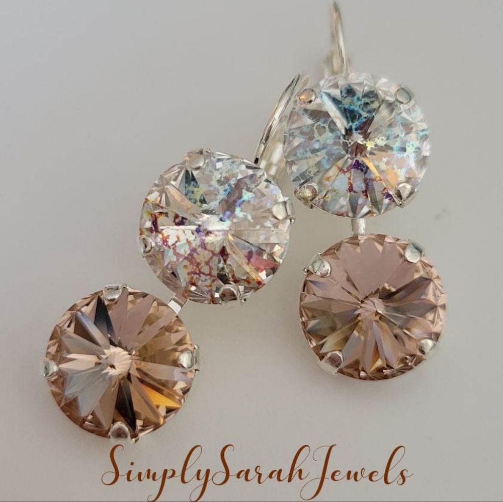 Austrian Crystal Earrings in Shiny Silver